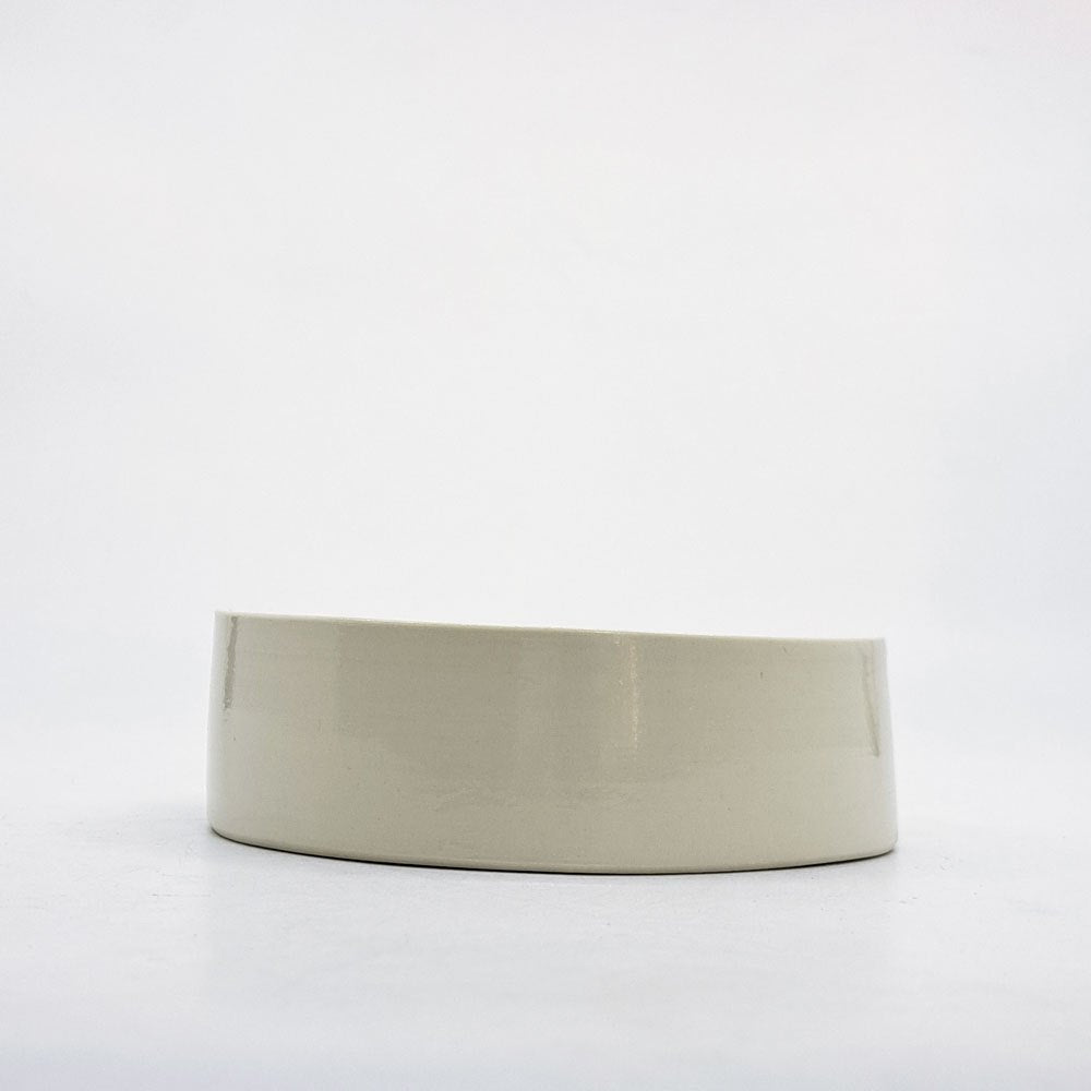 岩田哲宏 台皿 コンポート皿 半磁器 白 透明釉 Φ12cm 現代作家 ●