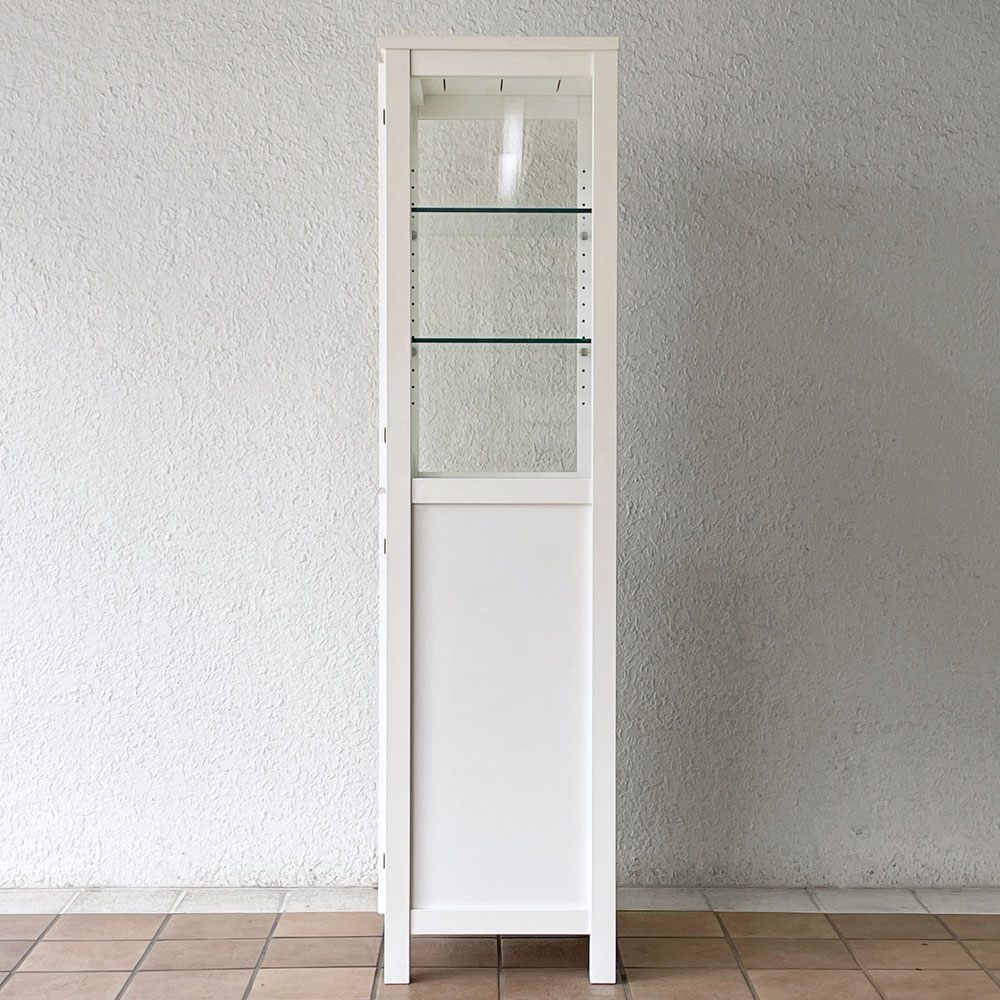 モモナチュラル MOMO Natural シエル ライン グラス CIELE LINE GLASS CIL-08 パイン材 2ドアキャビネット キュリオケース 飾り棚 ホワイトペインテッド ◇