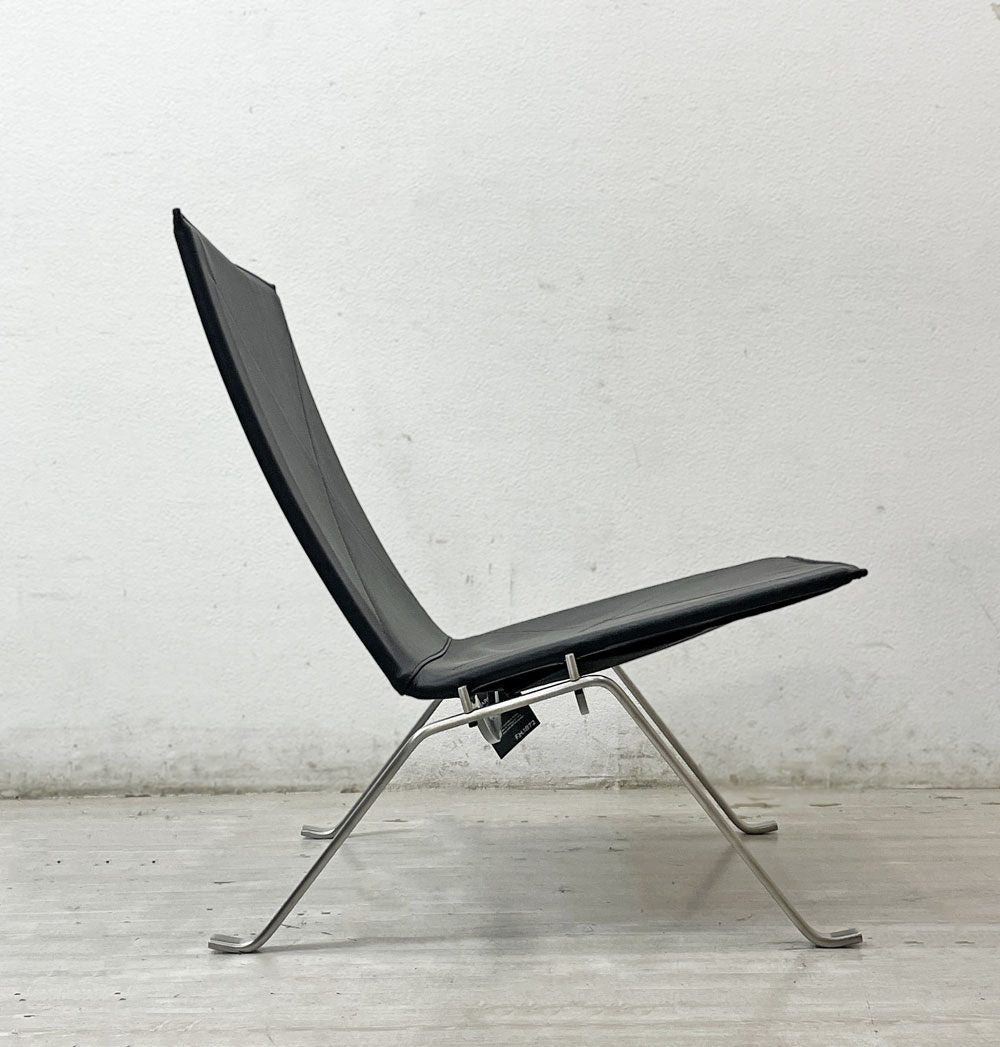 フリッツハンセン Fritz Hansen PK22 イージーチェア ラウンジチェア 本革張り オーラレザー ブラック ポール・ケアホルム 北欧家具 名作椅子 ●