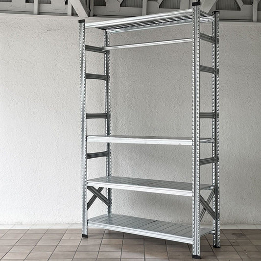 メタルシステム METALSISTEM スーパー123 SUPER123 シリーズ スチールシェルフ TIER STEEL SHELF ハンギングバーセット Ｗ128×Ｄ41.5×Ｈ213 4段 ◇