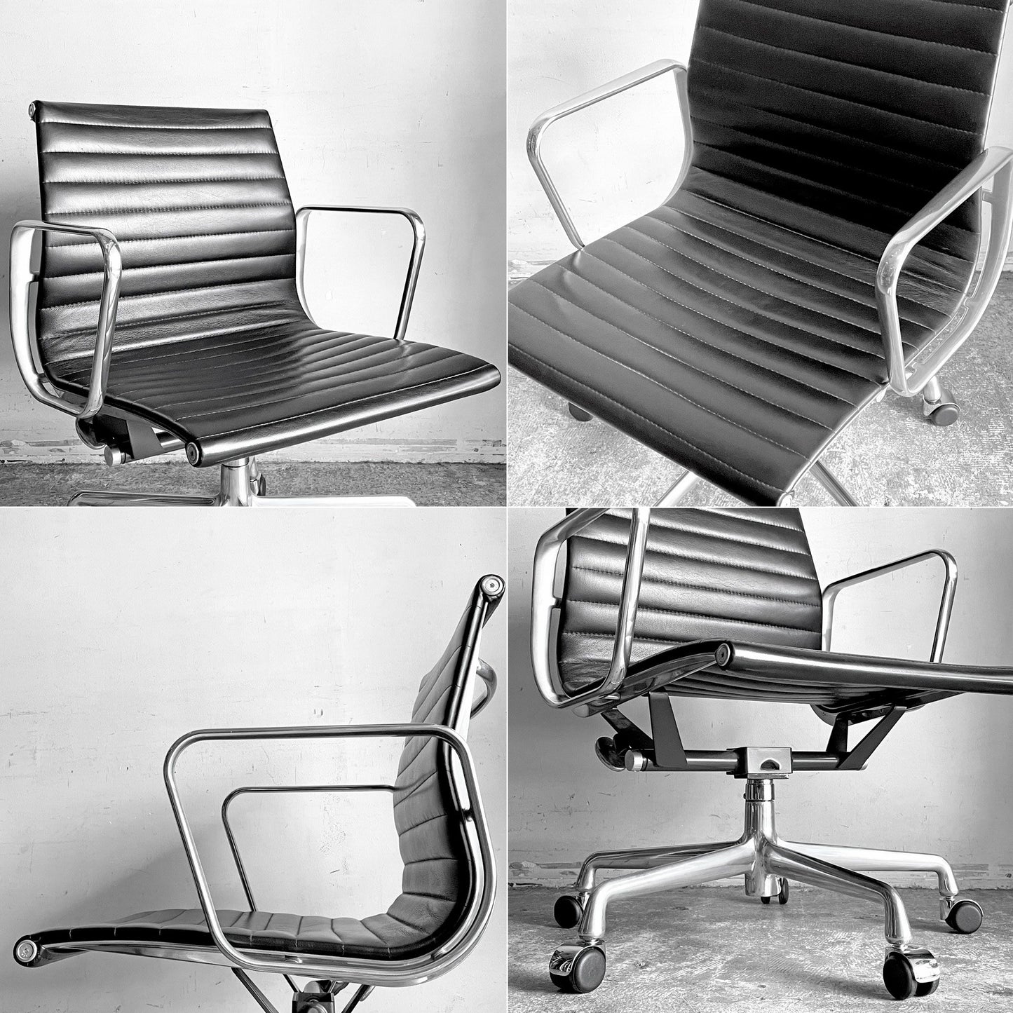 ハーマンミラー Herman Miller イームズアルミナムグループチェア マネージメントチェア アルミバフベース 回転式昇降 5本脚 キャスタータイプ 本革 イームズ ■