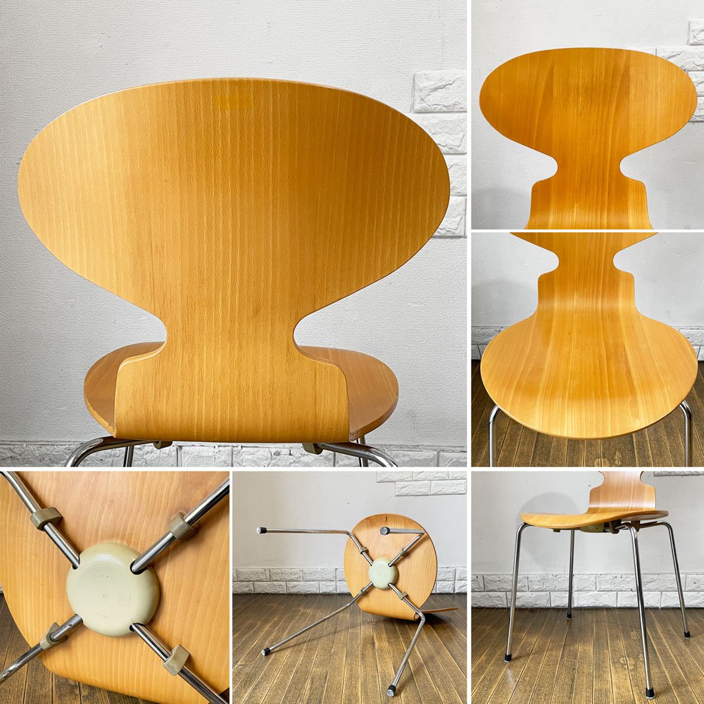 フリッツハンセン Fritz Hansen 3101 アリンコチェア アントチェア 4本脚 ナチュラルビーチ ラッカー仕上げ フェルトグライズ アルネ・ヤコブセン D ◎