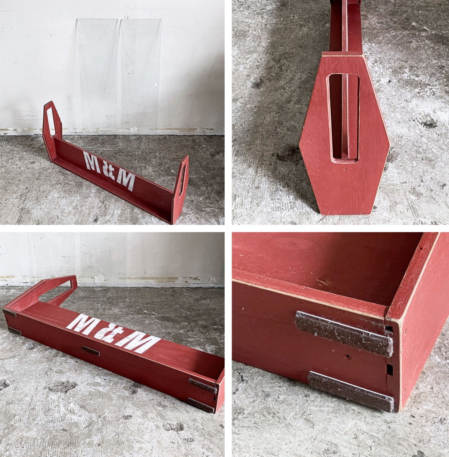 エムアンドエムファニチャー M&M FURNITURE マガジンラック 強化ガラス W85.5cm インダストリアル 店舗什器 廃番 ■