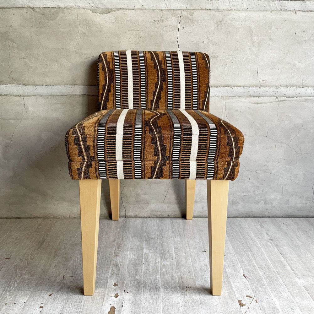 イデー IDEE ローバックチェア LOW BACK CHAIR ダイニングチェア メープル材 ミッドセンチュリーテイスト 受注生産品 廃番生地 希少 ♪
