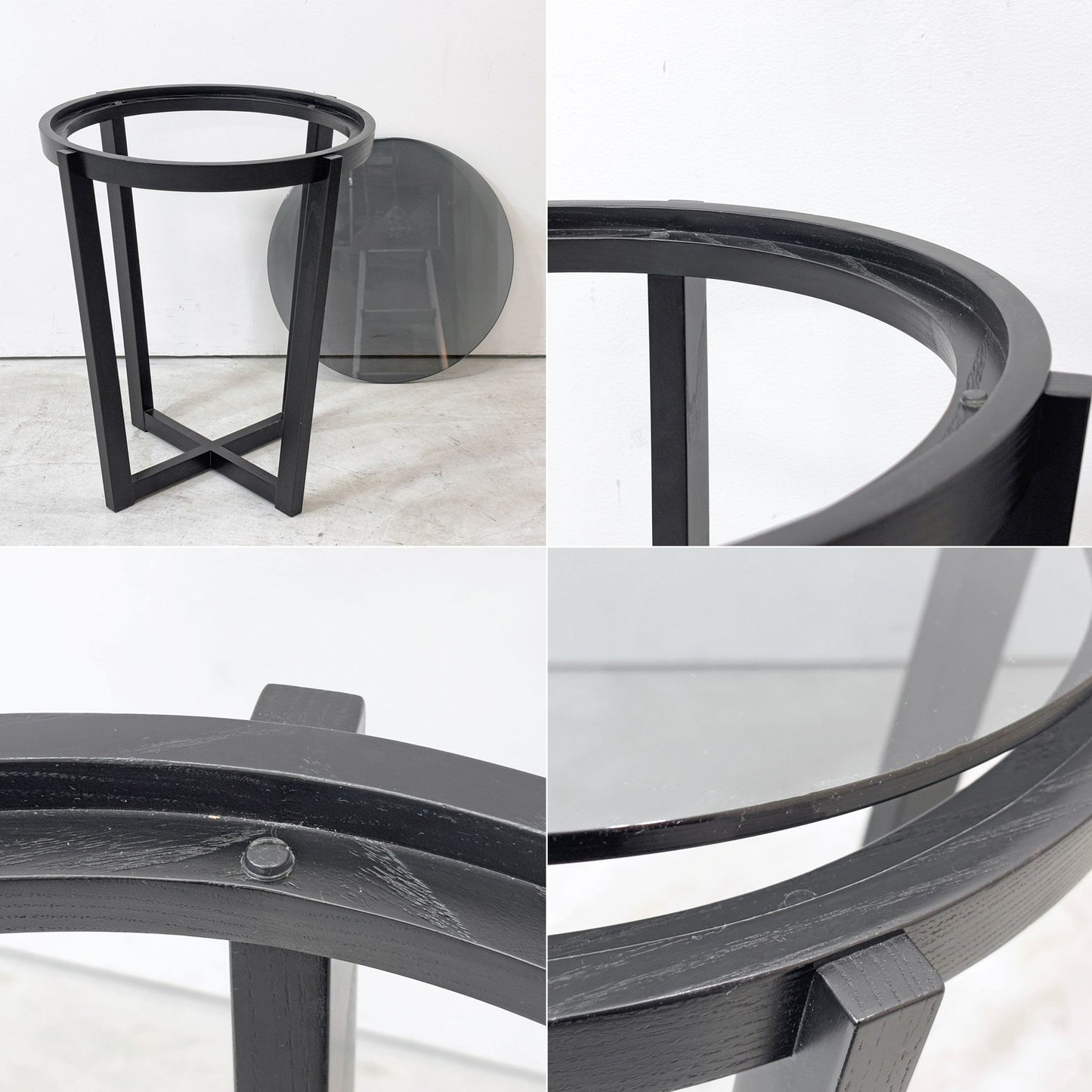カッシーナイクスシー CASSINA ixc. ラーゴ LAGO ダークグレーガラス サイドーテーブル Ø48cm ミニマルモダン イタリア 定価￥176,000- ●
