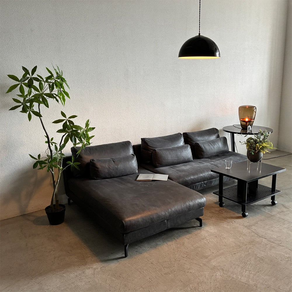 リラックスフォーム RELAX FORM グラシエーロ GLACIERO カウチソファ 2P ＋ シェーズロング セット W261cm 美品 レザーテックス 参考価格235,675円の品 関家具 〓