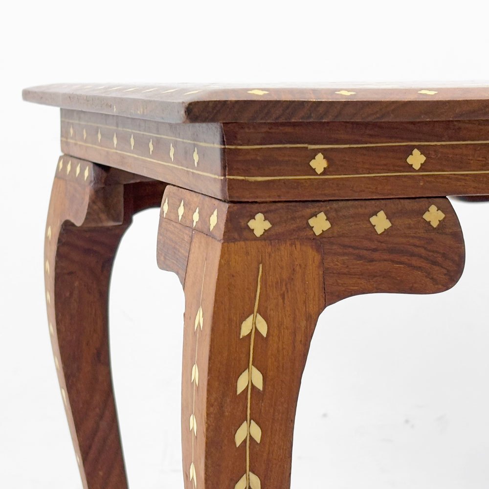 アジアンビンテージスタイル Asian Vintage Style アジアン家具 象嵌 サイドテーブル クラシカルデザイン W40cm ●