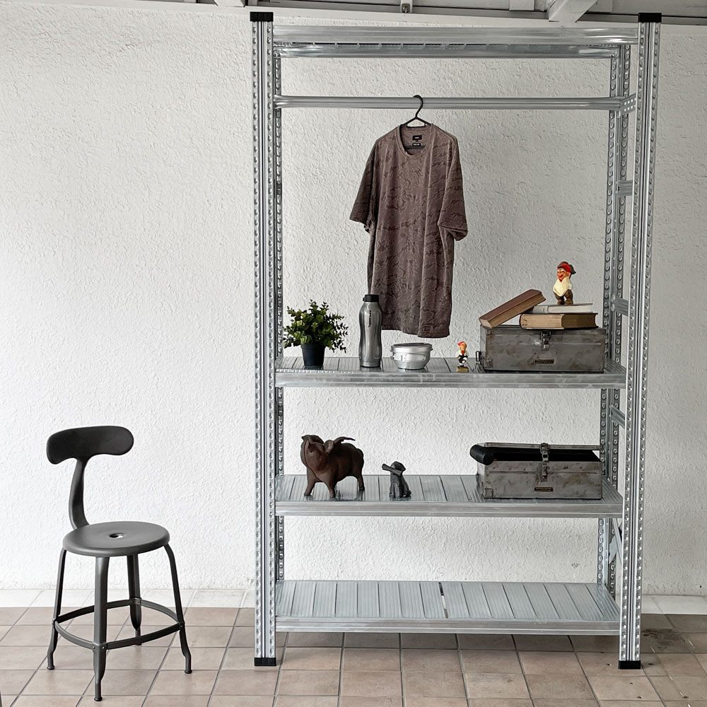 メタルシステム METALSISTEM スーパー123 SUPER123 シリーズ スチールシェルフ TIER STEEL SHELF ハンギングバーセット Ｗ128×Ｄ41.5×Ｈ213 4段 ◇