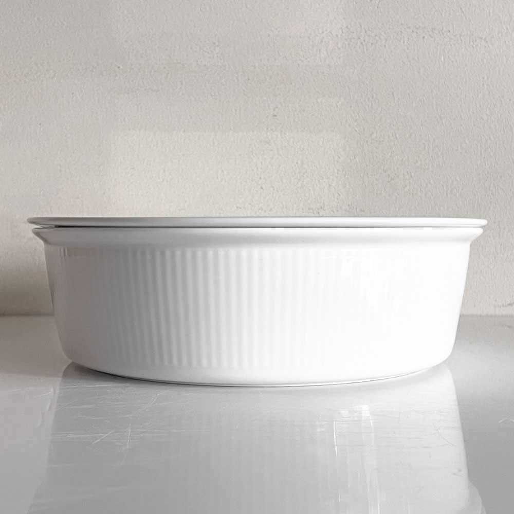 ロイヤルコペンハーゲン ROYAL COPENHAGEN ホワイトフルーテッド オーブンウエア Lサイズ 蓋付 ボウル W22cm 北欧食器 廃番 ■