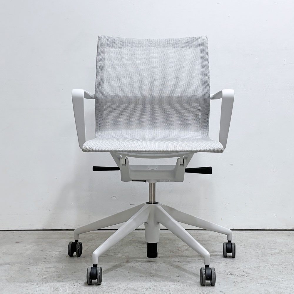 ヴィトラ Vitra フィジックス Physix デスクチェア オフィスチェア アルベルト・メダ シルバーグレー×ソフトグレー キャスターベース 昇降機能 リクライニング 2022年製 ●