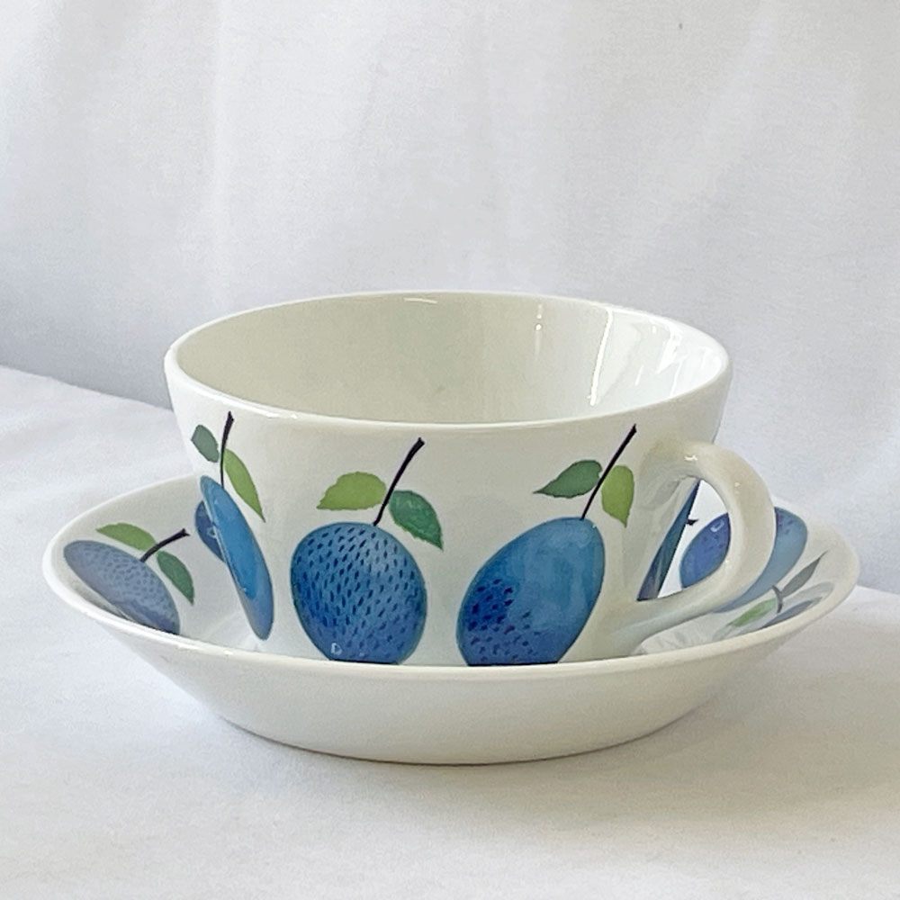 グスタフスベリ GUSTVSBERG プルーヌス Prunus ティーカップ＆ソーサー ビンテージ 北欧食器 スティグ・リンドベリ Stig Lindberg ◇
