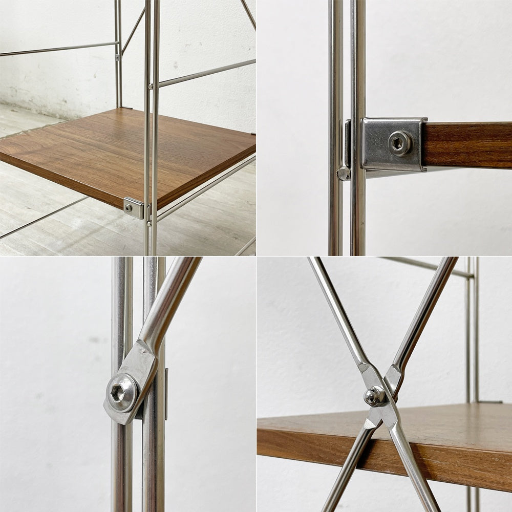 無印良品 MUJI ステンレスユニットシェルフ 1列5段 ウォールナット材 棚板5枚 W44×H175.5cm 定価35,410円 ●