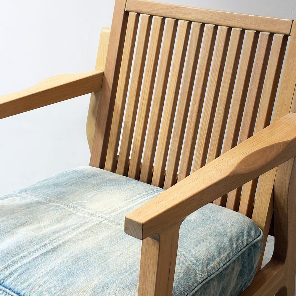 ダブルティー WTW アペルト チェア APERTO CHAIR NT アームチェア ラウンジチェア 1Pソファ アッシュ材 デニム地 西海岸 ウエストコースト ●
