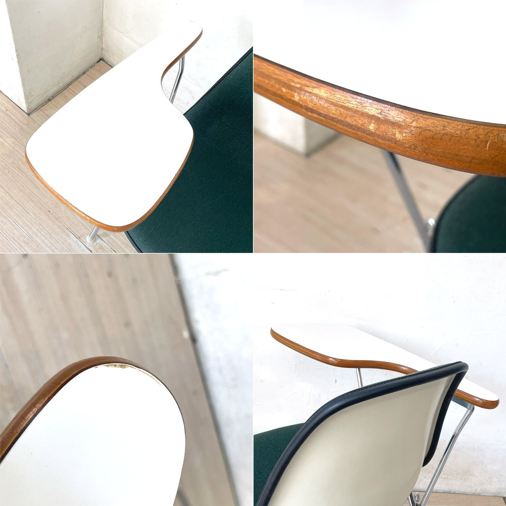 ハーマンミラー Herman Miller サイドシェルチェア セカンド 2nd ビンテージ アプホルスター スクールベース スタッキングベース 肘掛けテーブル付 イームズ ミッドセンチュリー F ★