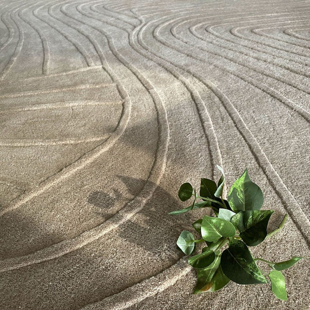 ボーコンセプト BoConcept リッジ Ridge ラグ 約200×300cm ウール100% カーペット 17.7万円 敷物 デンマーク 北欧デザイン 砂紋  和モダン 枯山水 ナチュラル 〓