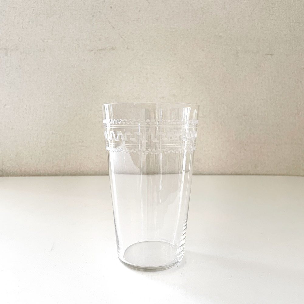 オールドバカラ Baccarat グレック Grecque ゴブレット タンブラーグラス H14cm エッチング ギリシャ模様 クリスタルガラス フランスビンテージ B ◎