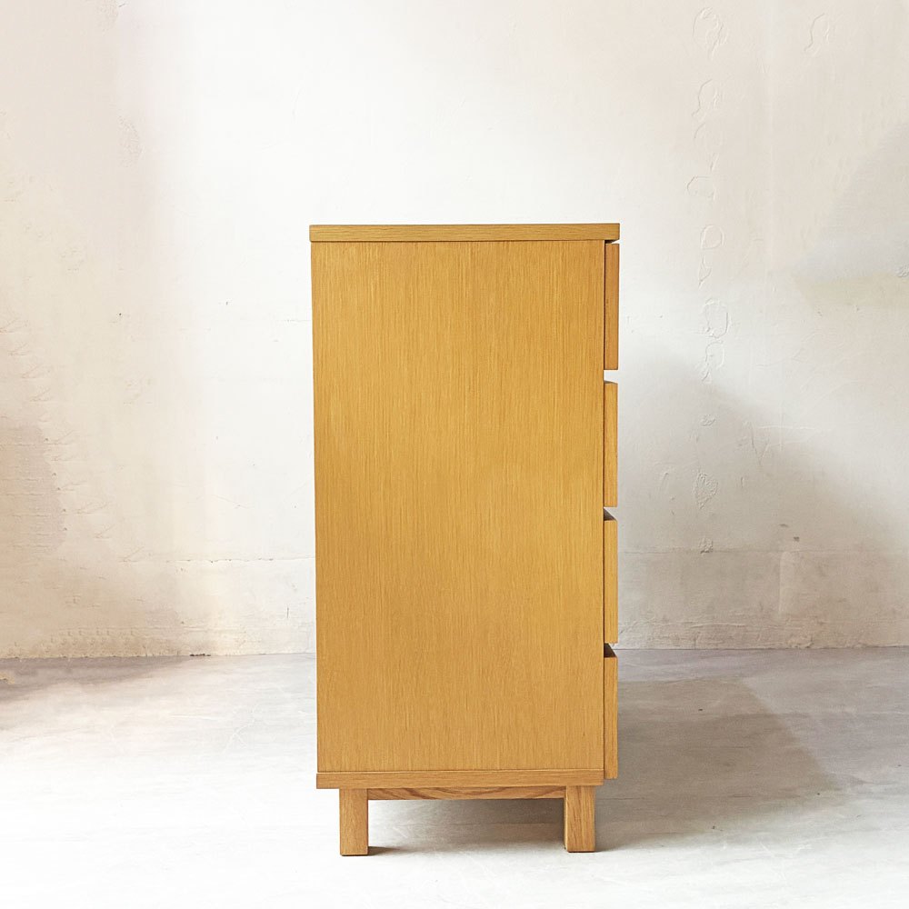 無印良品 MUJI オーク無垢材 木製チェスト 収納家具 4段5杯 ナチュラル シンプルデザイン W80cm ★