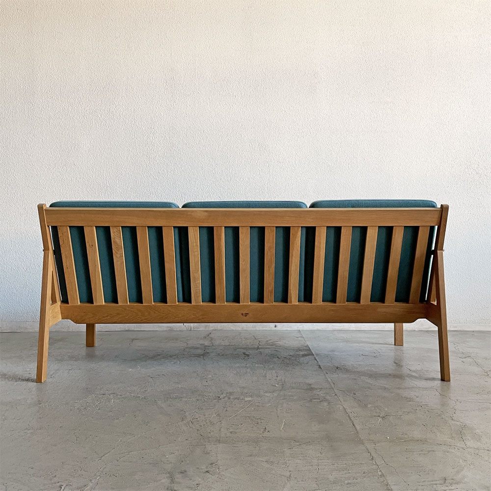 カーフ Karf トリムプラス Tolime+ 3シートソファ 3人掛け W184cm ホワイトオーク無垢材 ファブリック ブルー系 朝倉芳満 現行定価￥291,000- 〓