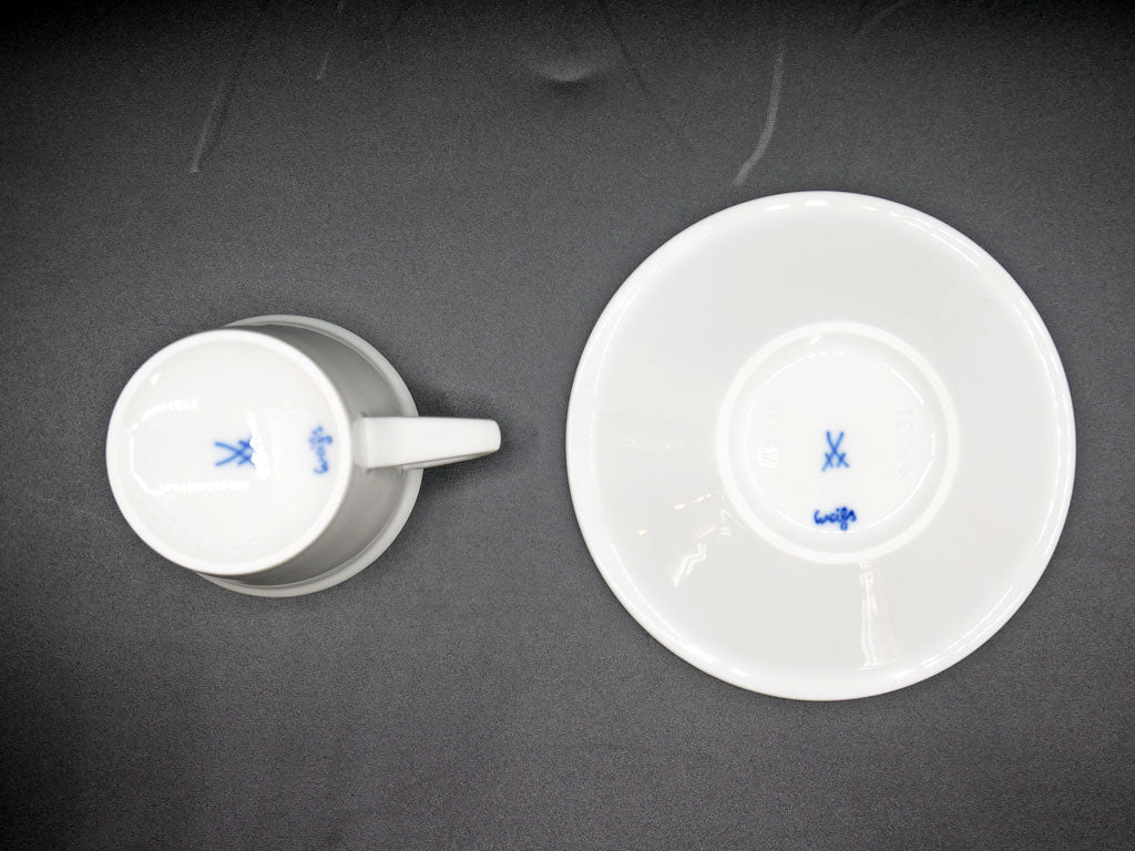 マイセン Meissen デミタス カップ＆ソーサー Demitasse cup & saucer ヴァイス 白磁 ドイツ A ●