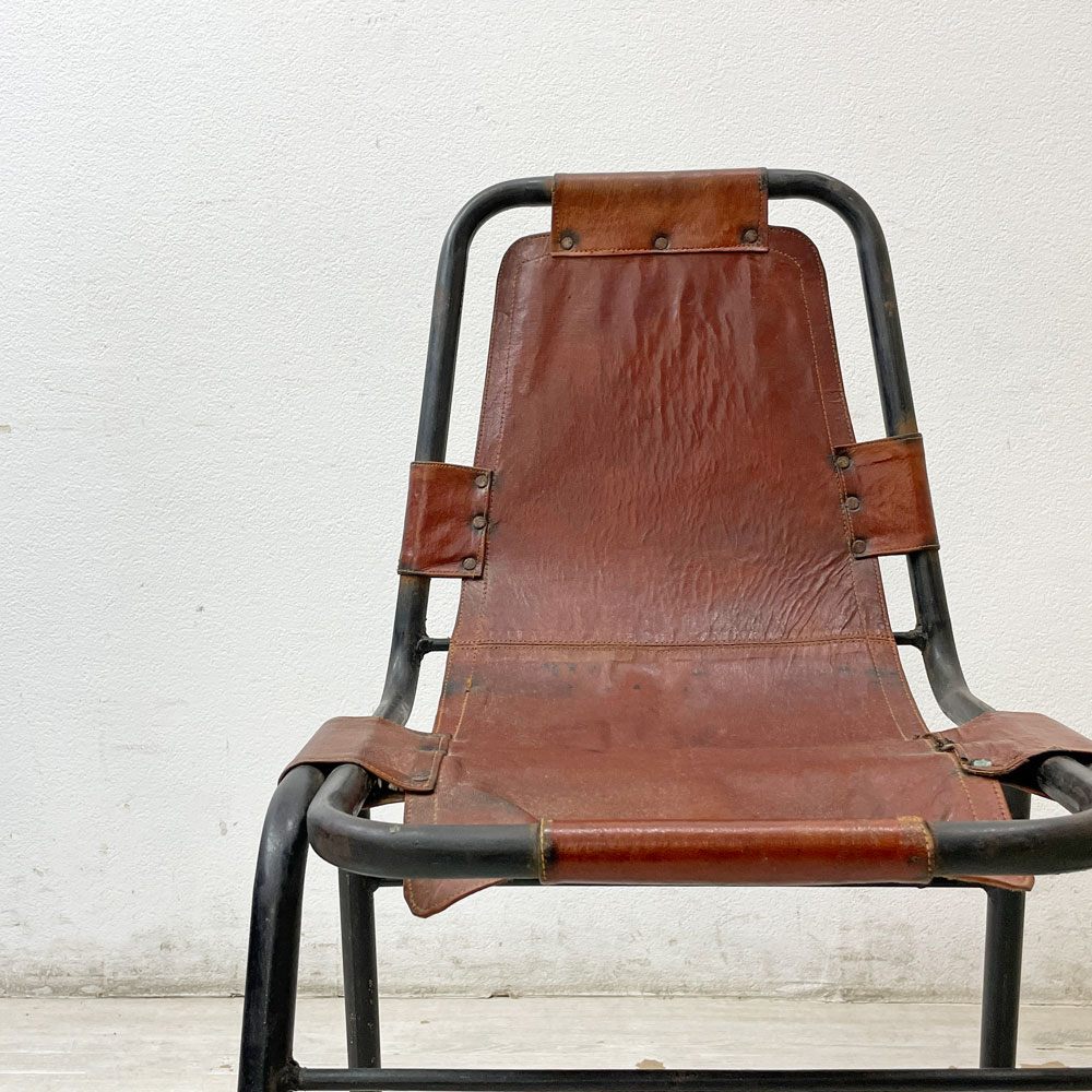 ダル・ヴェラ Dal Vera レザルクチェア Les Arcs Chair ダイニングチェア スタッキングチェア レザー スチール シャルロット・ペリアン イタリア ビンテージ 希少  ●