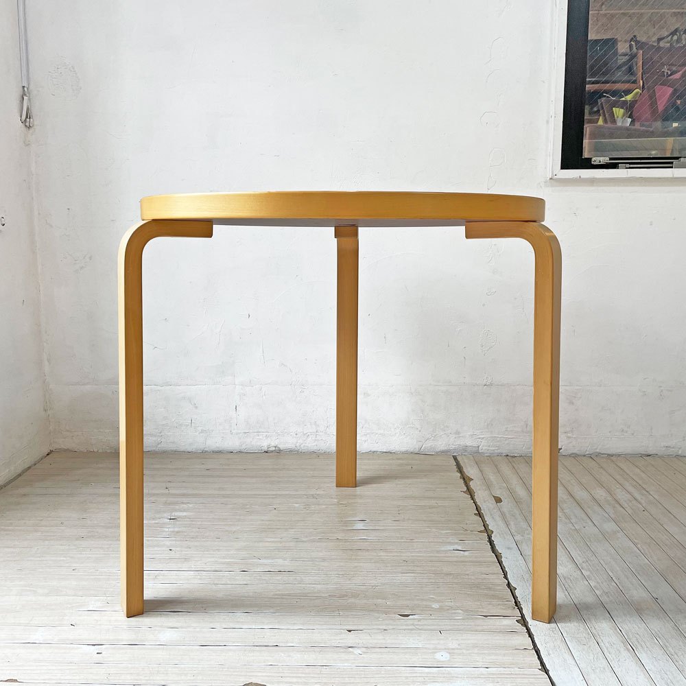 アルテック artek テーブル 90B TABLE ダイニングテーブル ホワイトラミネート天板 バーチ材 3本脚 アルヴァ・アアルト Alvar Aalto フィンランド ★