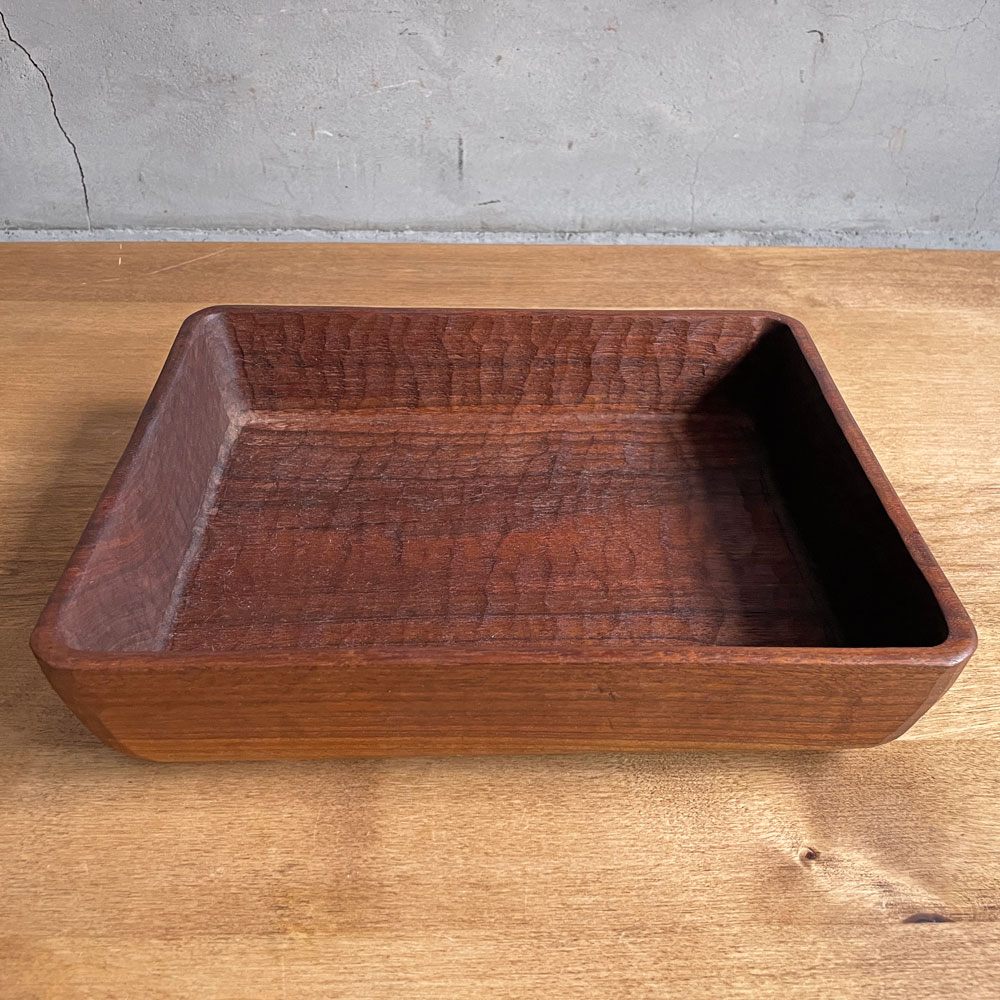三谷龍二 Ryuji Mitani ブラックウォルナット 角バット トレイ 角盆皿 木の器 27×22×6 cm 木工作家 現代作家 希少サイズ ♪