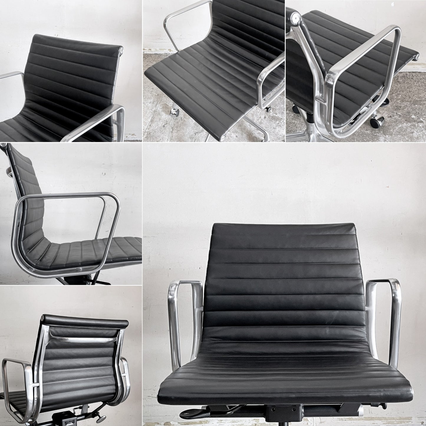 ハーマンミラー Herman Miller イームズアルミナムグループチェア マネージメントチェア アルミバフベース ガス圧昇降仕様 5本脚 キャスタータイプ 本革 イームズ ■