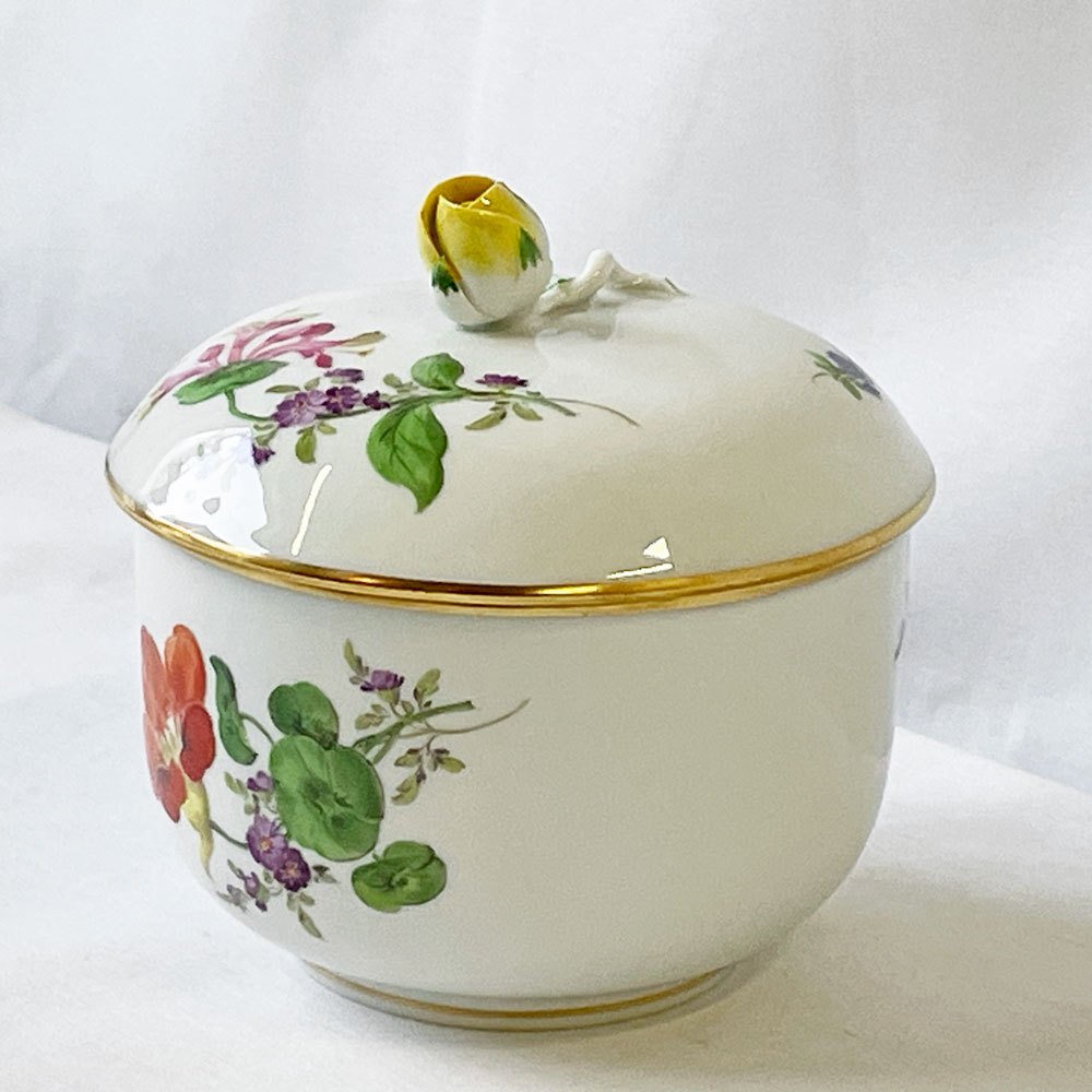 マイセン Meissen ベーシックフラワー Basic Flower スキャタードフラワー シュガーポット 金彩 ヨーロピアンテイスト ドイツ ◇