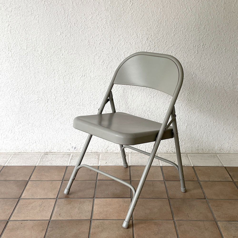 チューブラースチール フォールディングチェア TUBULAR STEEL FOLDING CHAIR 折りたたみ椅子 グレー アメリカ インダストリアル PFS取扱 B ◇