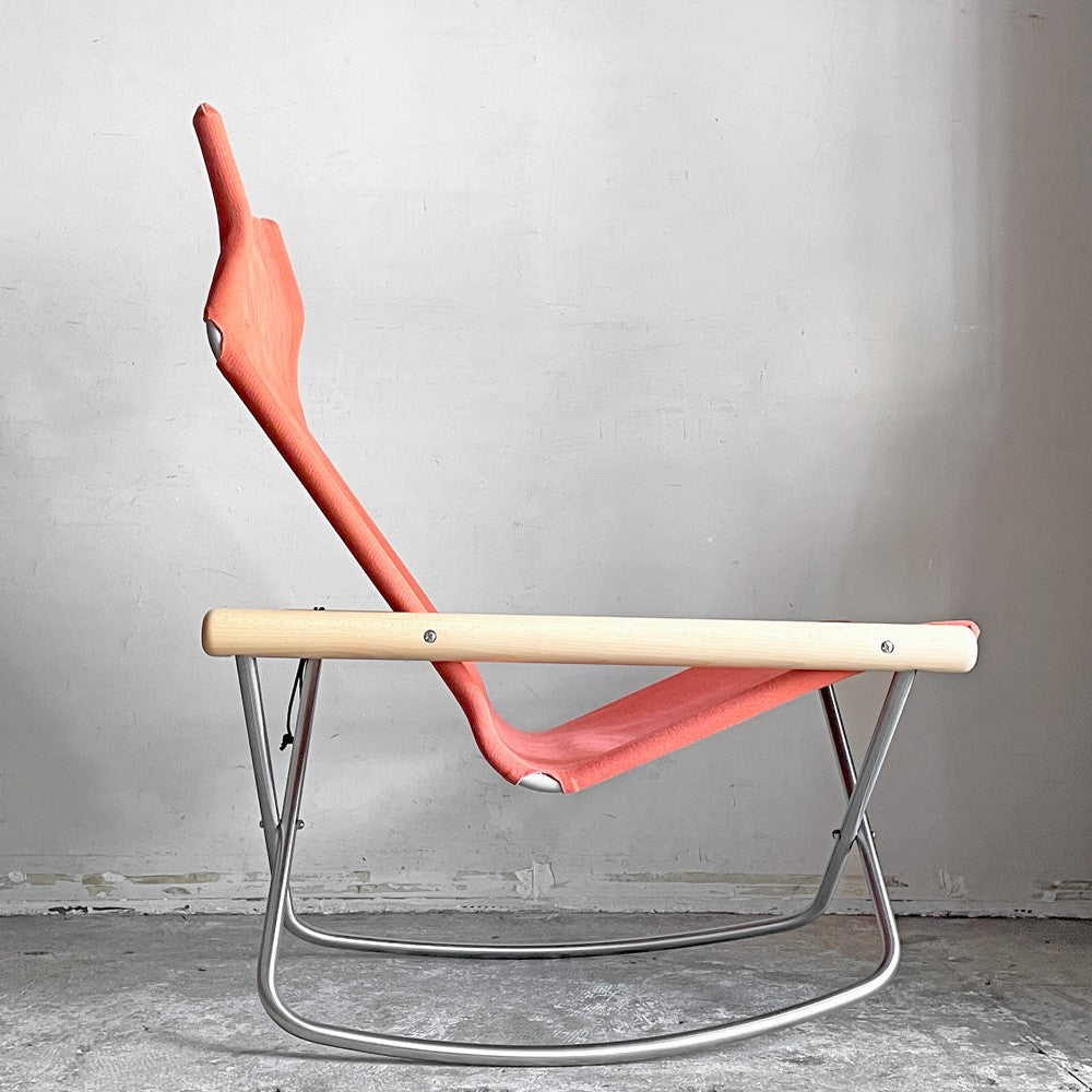 ニーチェアX  NY chair X フォールディングチェア ロッキング 折り畳み ナチュラル×レンガ MoMA 藤栄 新居 猛 ■