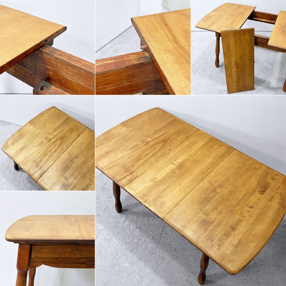 USビンテージ  US vintage エクステンション ダイニングテーブル アトリエテーブル 木製 英国家具 店舗什器 ●