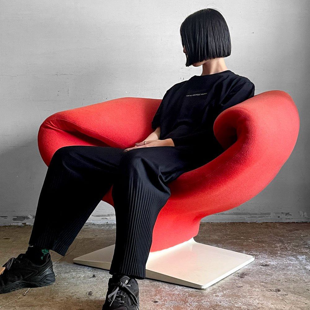 アーティフォート Artifort リボンチェア Ribbon Chair ビンテージ ラウンジチェア ピエール・ポラン Pierre Paulin 名作 希少ウッドベース ミッドセンチュリー ■