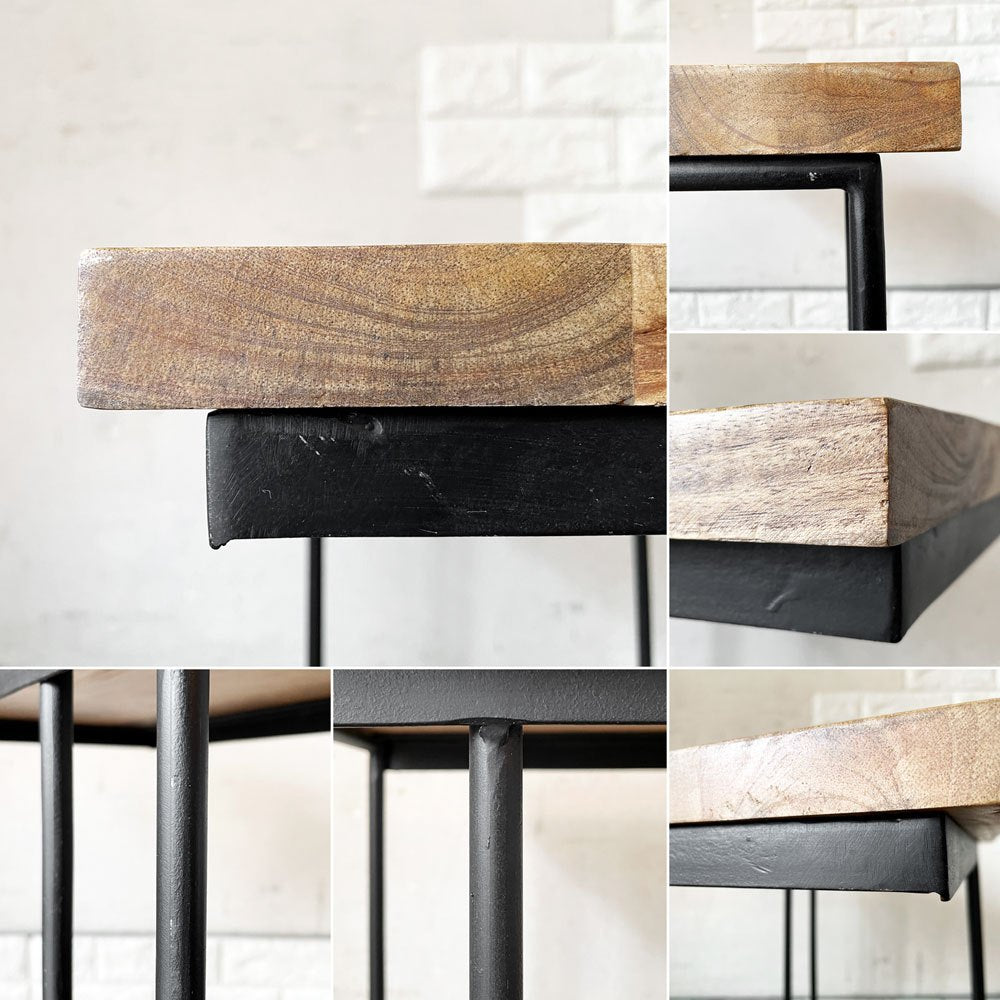 ライフファニチャー LIFE FURNITURE オークサイドテーブル U OAK SIDE TABLE コの字型 アイアン脚 H50cm 定価￥17,600- ◎