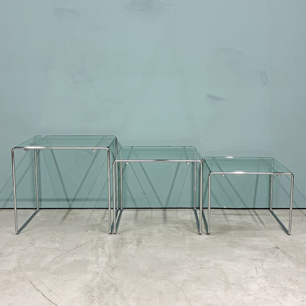 カッシーナ Cassina マルセルT MARCEL T ネストテーブル サイドテーブル ガラス スチール 高濱和秀 モダン 参考定価￥226,600- ◎