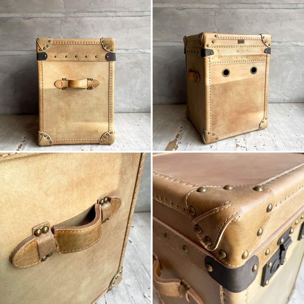 ハロ HALO パリストランク Paris Trunk ティノシーキャメル TINOSSI CAMEL サイドテーブル ボックスレザー 本革 スタッズ 英国 廃番 参考定価￥97,900- ♪