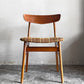 北欧ビンテージ Scandinavian vintage ダイニングチェア チーク材 x ビーチ材 ブラウン系 ストライプ柄 ファブリック 北欧家具 ■