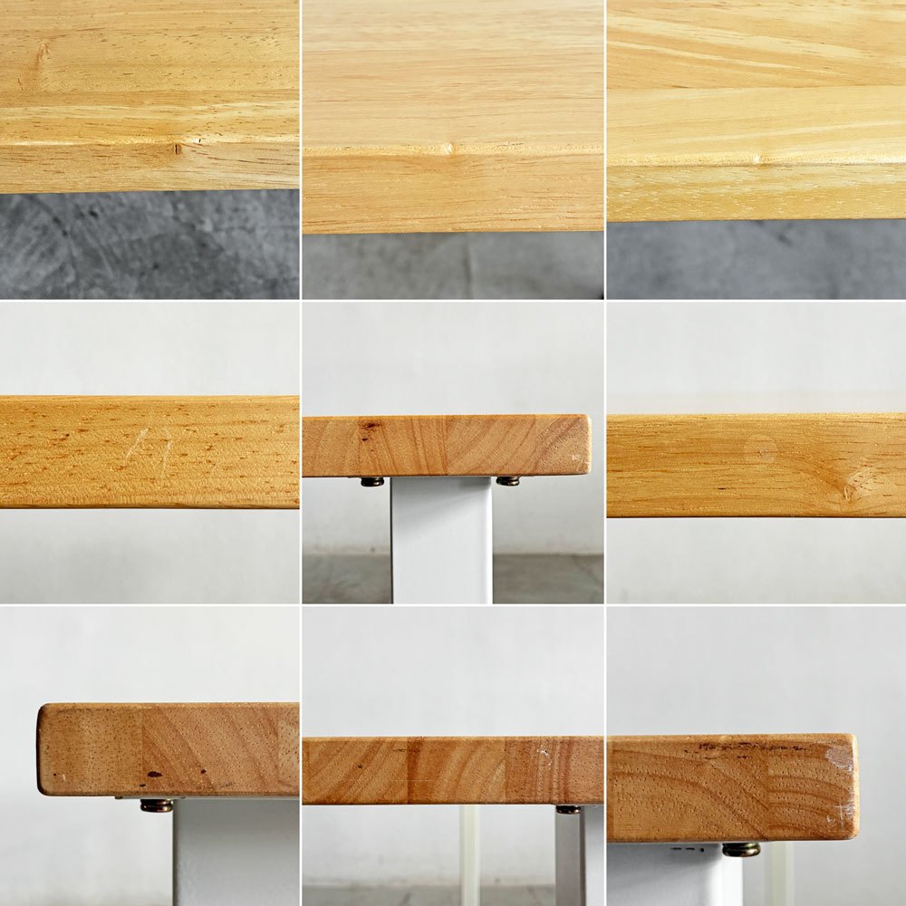 かなでもの KANADEMONO ザ・テーブル THE TABLE White Steel デスク W125×D75cm ラバーウッド ナチュラル スクエアバー脚 参考定価￥49,900- 〓