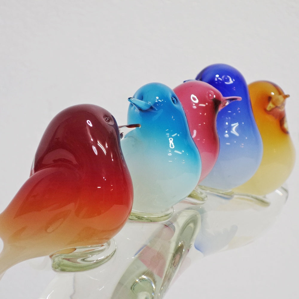 ムラーノガラス Murano 木にとまる鳥 オブジェ 置物 マエストロ ソリッドワーク ホットワーク ガラス工芸 ベネチアングラス イタリア ●