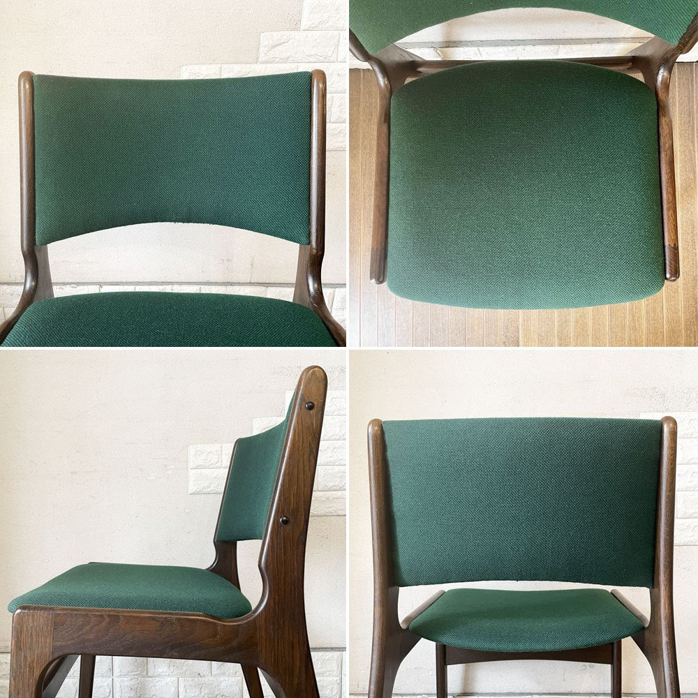 Anderstrup Mobelfabrik ダイニングチェア Model 89 オーク材 ファブリック グリーン系 座面張替済 エリック・バック デンマーク 北欧ビンテージ ◎