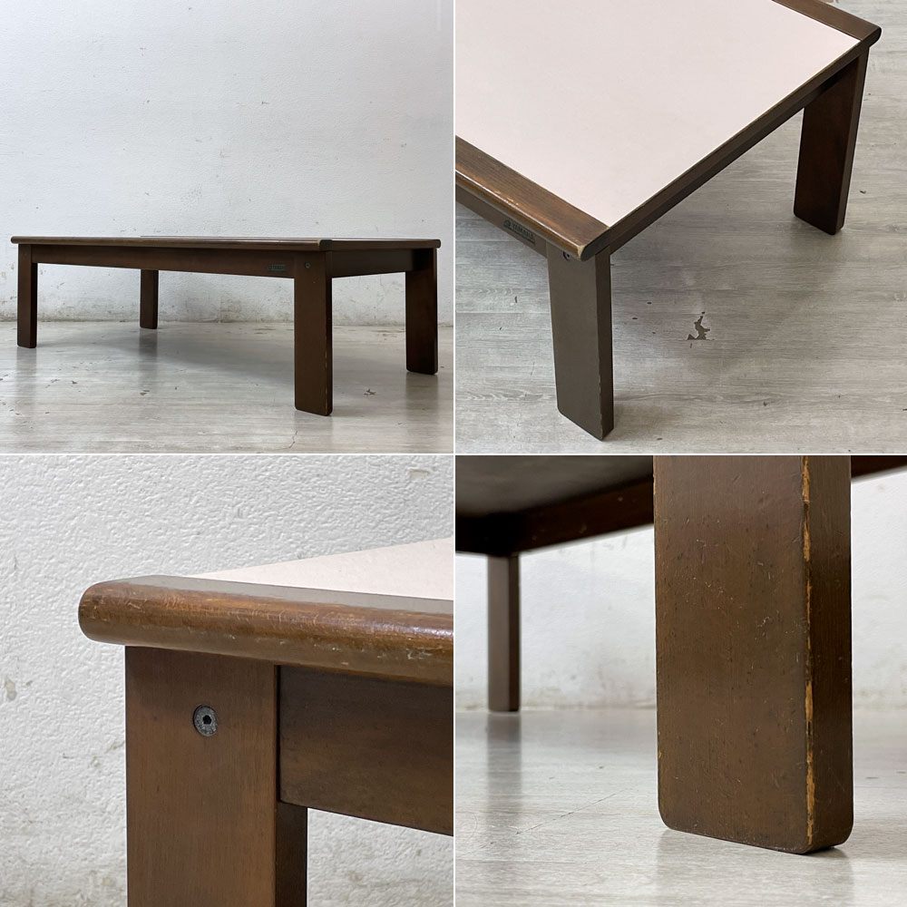 日本楽器会社製 現ヤマハ YAMAHA ビンテージ ローテーブル メラミントップ W120cm レトロデザイン 古家具 昭和レトロ ●