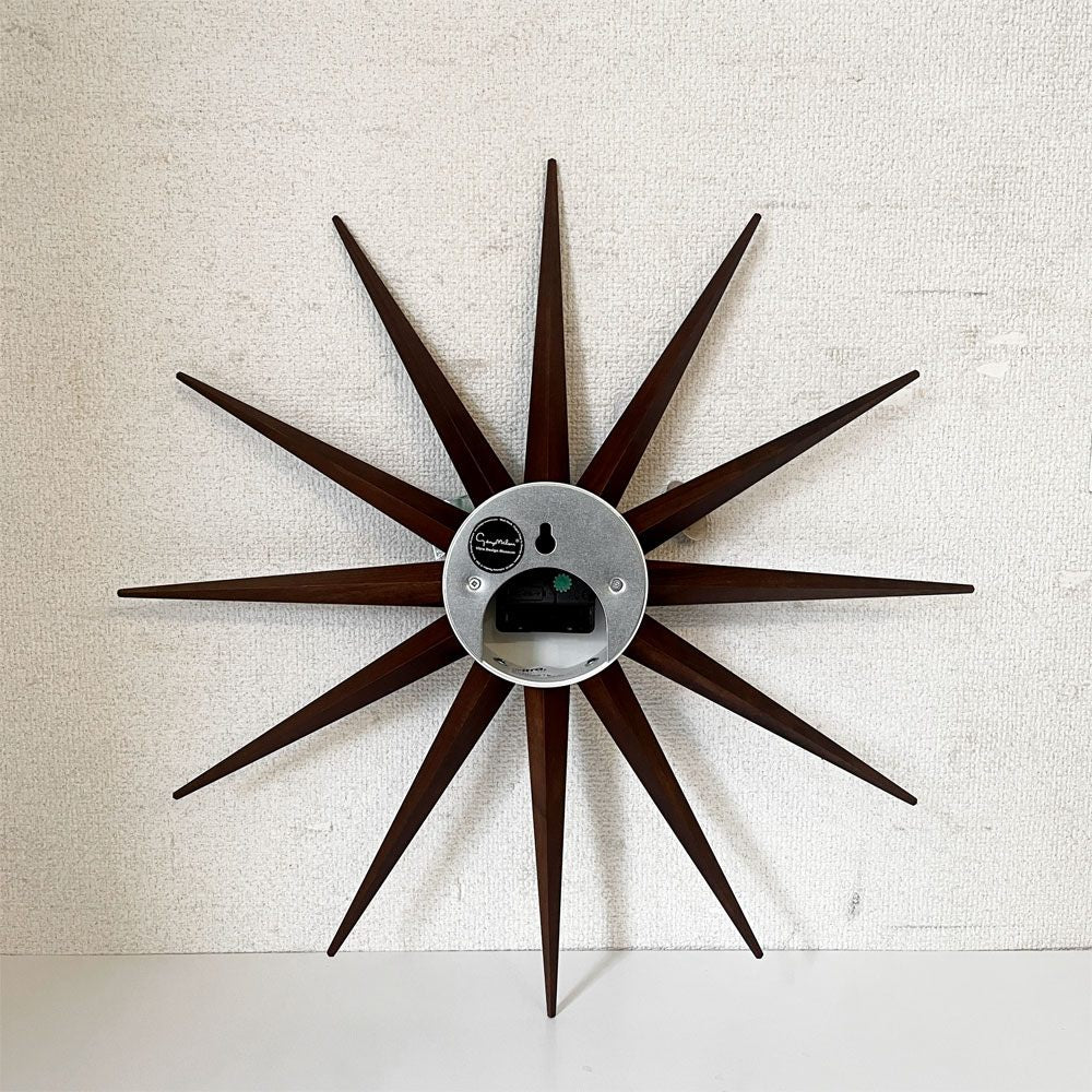ヴィトラ vitra サンバーストクロック Sunburst Clock ウォールナット ウォールクロック 掛時計 Φ47cm ジョージ・ネルソン ミッドセンチュリー 定価￥68,200- ◎