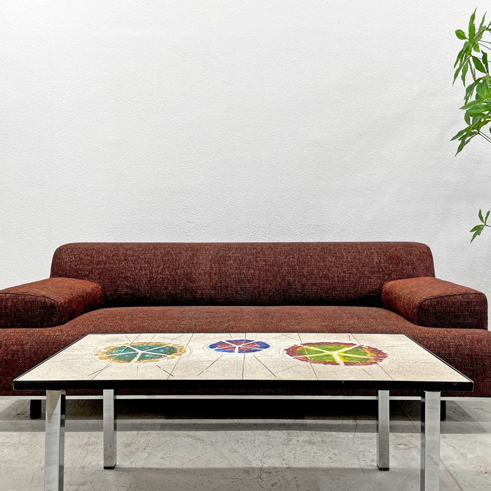 ベルギー ビンテージ Belgium Vintage セラミック タイルトップ コーヒーテーブル  Tile Top Coffee Table 60's-70's 〓