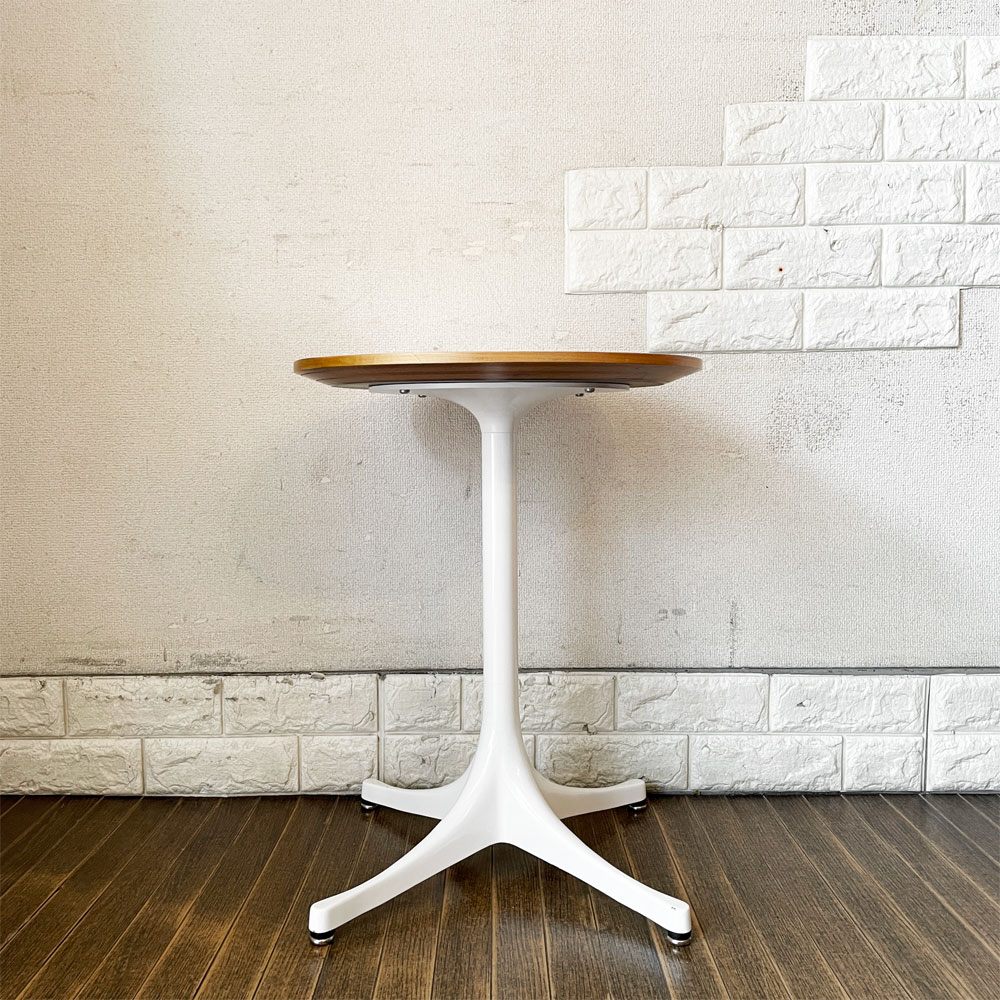 ハーマンミラー Herman Miller ペデスタルテーブル Nelson Pedestal Table サイドテーブル Φ43cm ホワイト天板 ジョージ・ネルソン ミッドセンチュリー 定価￥156,200- ◎