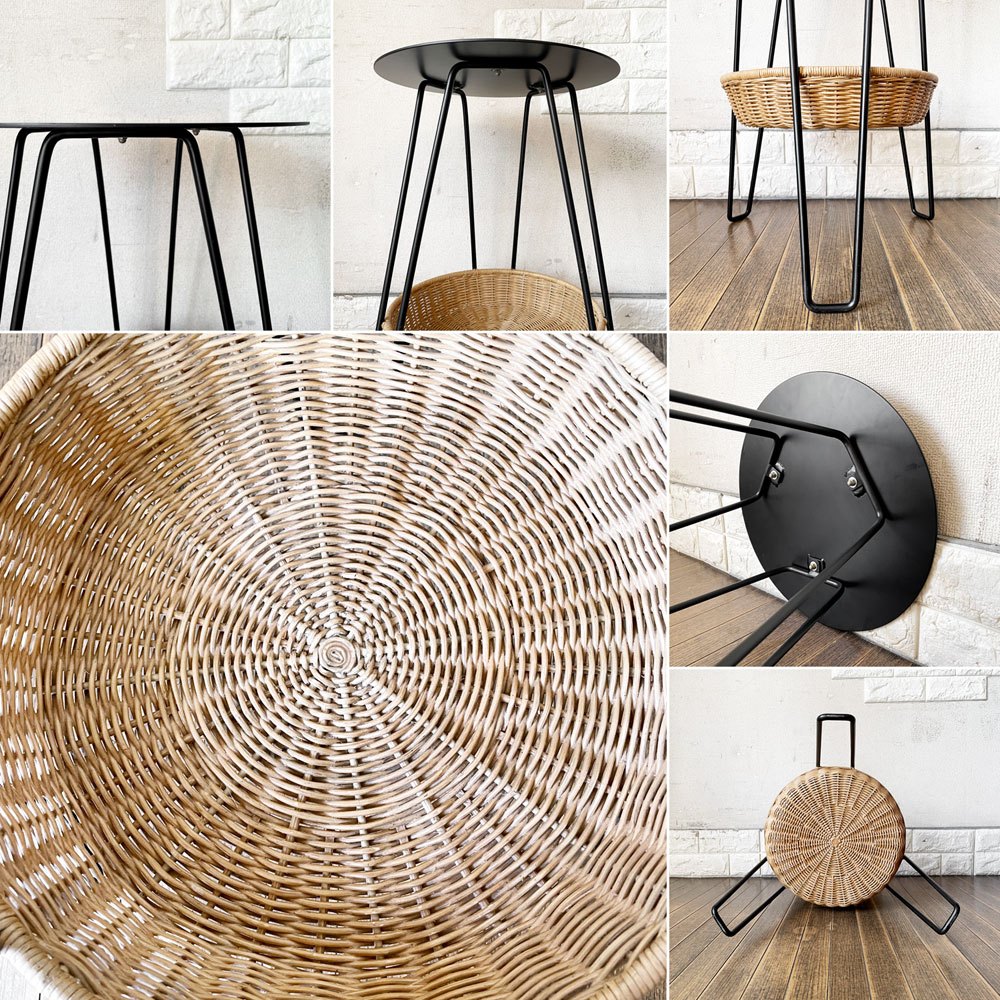 イデー IDEE ワラビー WALLABY SIDE TABLE サイドテーブル ラタン×スチール ブラック H60cm ナチュラルモダン 廃番サイズ ◎