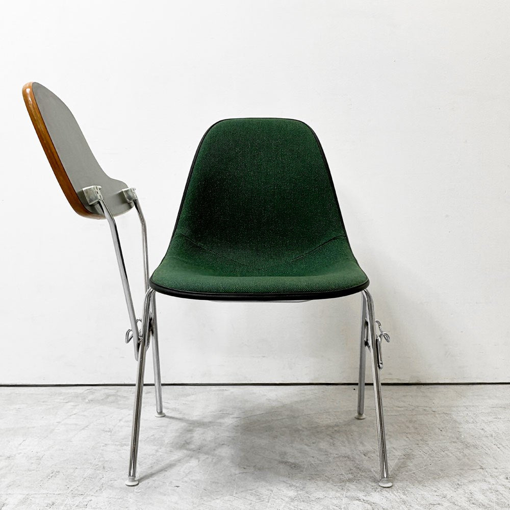 ハーマンミラー Herman Miller サイドシェルチェア セカンド 2nd ビンテージ アプホルスター スクールベース スタッキングベース 肘掛けテーブル付 イームズ ミッドセンチュリー F ●