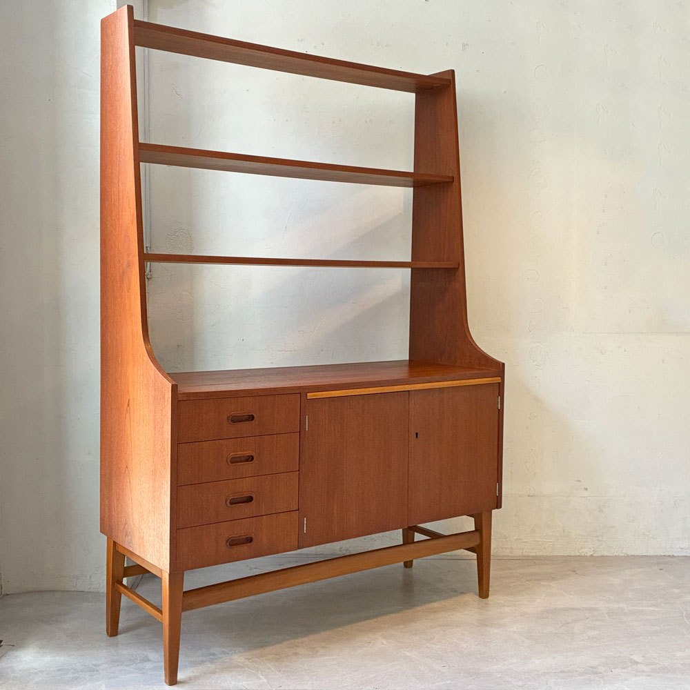 スウェーデンビンテージ Swedish vintage チーク材×ビーチ材 ブックシェルフ ルームディバイダー キャビネット room divider 北欧家具  ★
