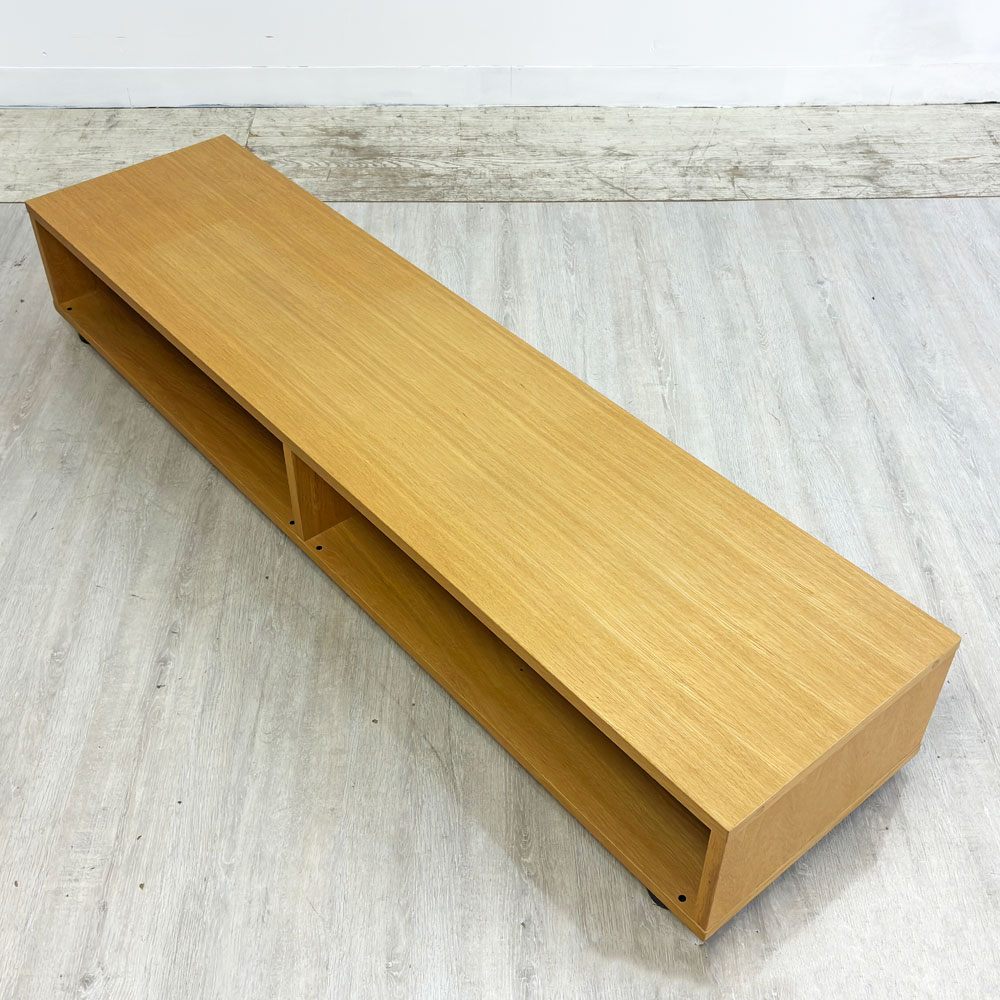 無印良品 MUJI オーク材 AVボード スタッキングシェルフ ロータイプ W162.5cm 配線孔2口 ナチュラル シンプルデザイン ●