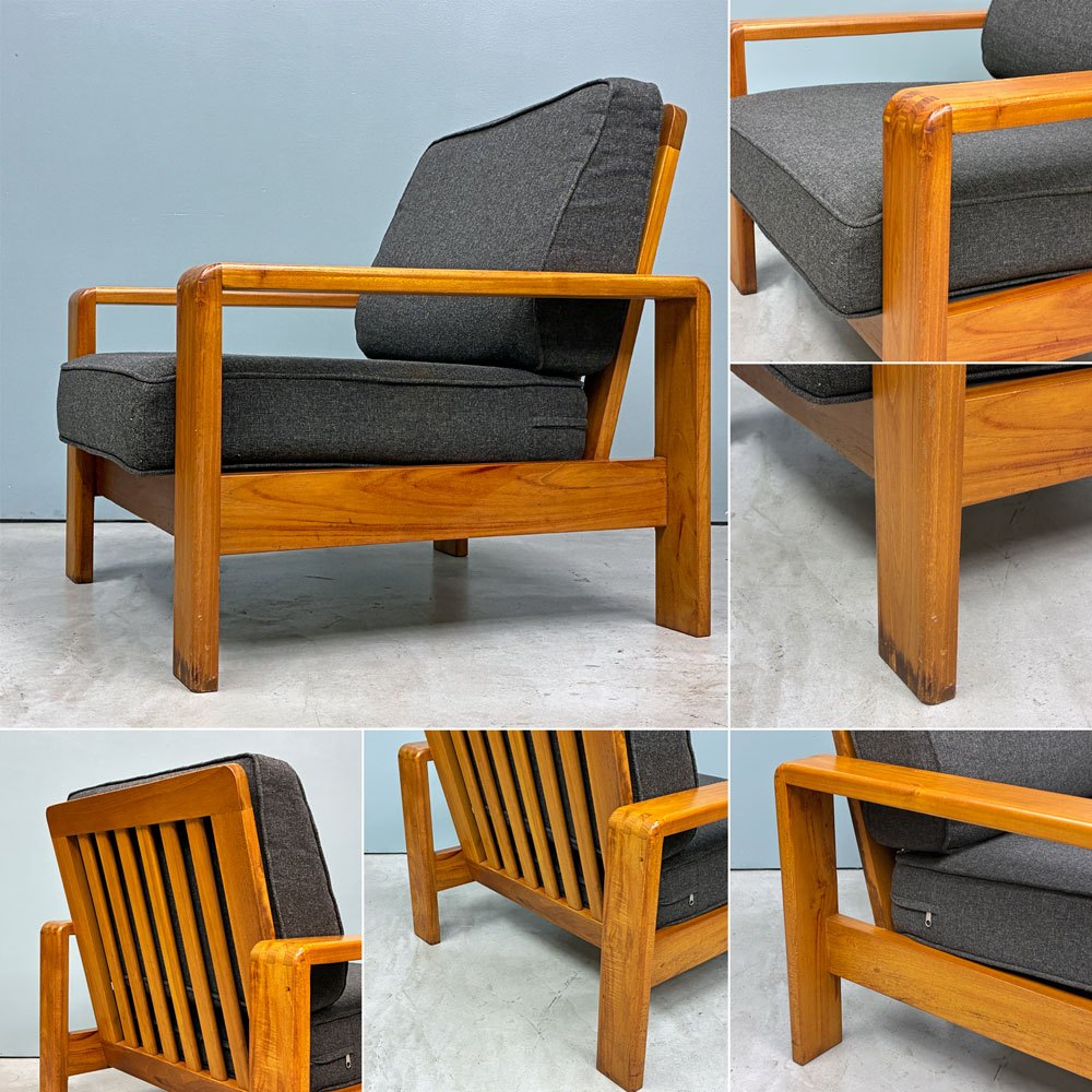 スキャンティーク SCANTEAK 1Pソファ シングルソファ 1人掛け チーク無垢材 ファブリック チャコールグレー 北欧スタイル ◎