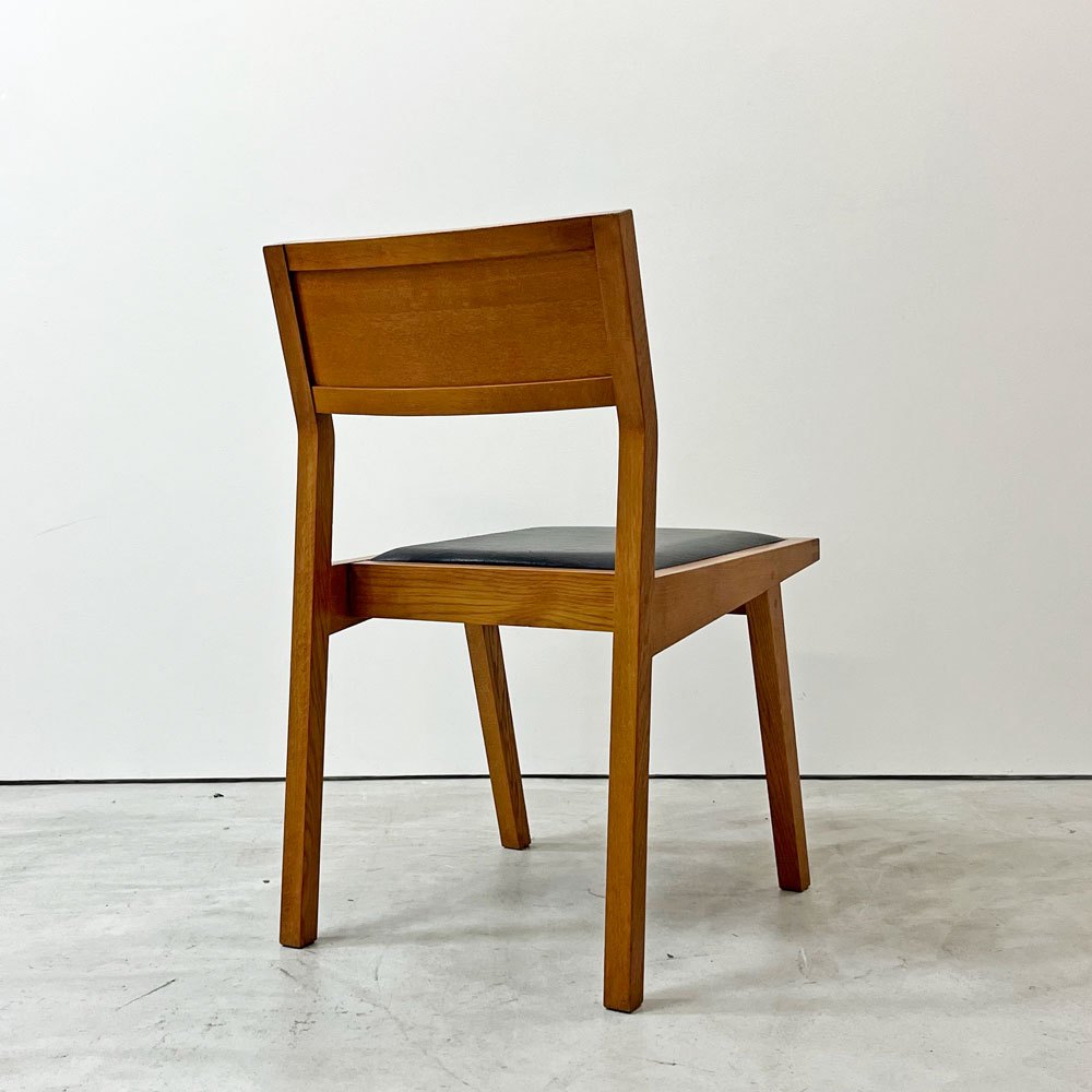 モダンデザイン Modern design ダイニングチェア 木製 合成皮革 ブラックレザーシート レトロ ビンテージスタイル C ●
