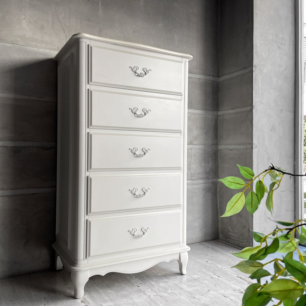 ローラアシュレイ Laura Ashley プロヴァンセル PROVENCALE トールチェスト 5ドロワー オフホワイト フレンチカントリー  参考定価￥194,400-♪
